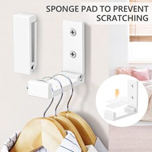 Folding Coat Hooks, 5pcs White Wall Hooks Heavy Duty for Hanging Coat Towel Backpack, Foldable Adhesive Hooks, Headphone Jacket Holder, Aluminum Alloy No Rust Hooks with Screws for Purse Hat Bag Keys