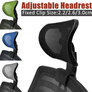 Chair Headrest Pillow Attachment Office Chair Mesh Head Rest Black Mesh Nylon Frame Head Support Cushion Clip Universal Adjustable Angle Head Elastic Pillow,Headrest Only (Blue, 2.6 Fixing Clips)