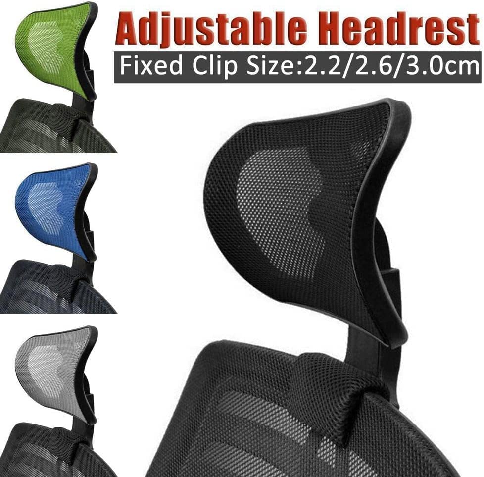Chair Headrest Pillow Attachment Office Chair Mesh Head Rest Black Mesh Nylon Frame Head Support Cushion Clip Universal Adjustable Angle Head Elastic Pillow,Headrest Only (Blue, 2.6 Fixing Clips)