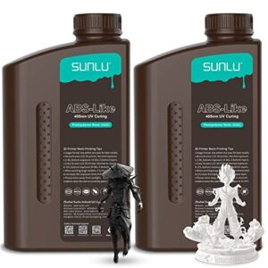 sunlu 2 kg*2 bottles abs-like 3d printer resin, 405nm uv curing photopolymer rapid 3d resin for 4k 8k lcd/dlp/sla 3d printers, non-brittle & high precision & low shrinkage, 2000g*2, black& white