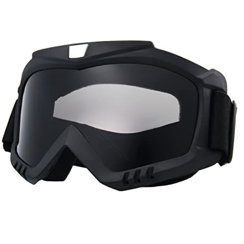 Skull Motorcycle Goggles with Removable Face Mask，Anti-UV Adjustable MX Riding Offroad Cycling Motorbike Protective Glasses Dirt Bike ATV Motocross Eyewear Racing Combat Tactical Military Goggles