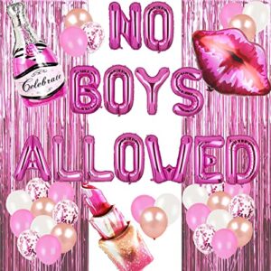no boys allowed balloons pink girls night party banner you are like really pretty/ladies night/pajama mean girls/makeup sleep spa themed decor for bridal shower/bachelorette party supplies decorations