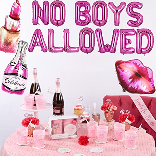 No Boys Allowed Balloons Pink Girls Night Party Banner You Are Like Really Pretty/Ladies Night/Pajama Mean Girls/Makeup Sleep Spa Themed Decor for Bridal Shower/Bachelorette Party Supplies Decorations