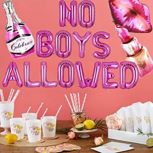 No Boys Allowed Balloons Pink Girls Night Party Banner You Are Like Really Pretty/Ladies Night/Pajama Mean Girls/Makeup Sleep Spa Themed Decor for Bridal Shower/Bachelorette Party Supplies Decorations