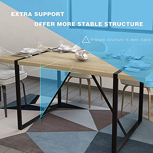 TABU 63 Inch Rectangular Multi-Purpose Table for 4-6, Industrial Style Heavy-Duty Table with Wood Tabletop and Metal Frame for Home,Office,Dining Room