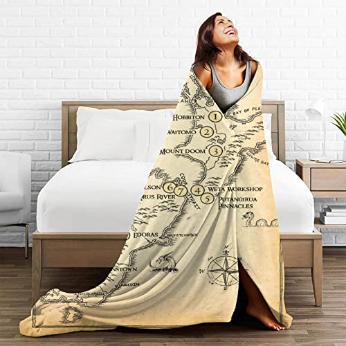 Blanket Middle Vintage Map Flannel Throw Blankets Super Soft Warm Lightweight Fuzzy Blanket for Couch Bed Travel All Season 60"x50"