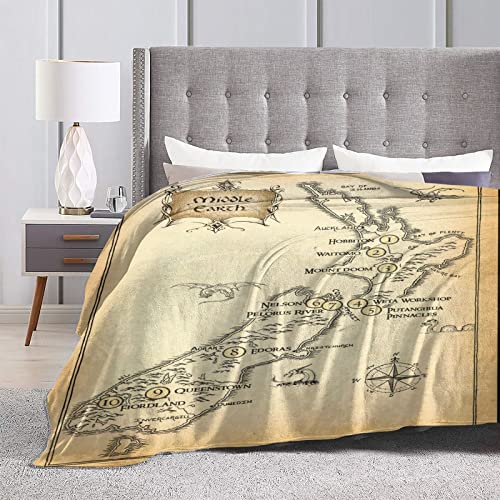 Blanket Middle Vintage Map Flannel Throw Blankets Super Soft Warm Lightweight Fuzzy Blanket for Couch Bed Travel All Season 60"x50"