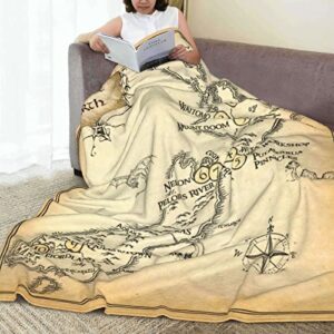 Blanket Middle Vintage Map Flannel Throw Blankets Super Soft Warm Lightweight Fuzzy Blanket for Couch Bed Travel All Season 60"x50"