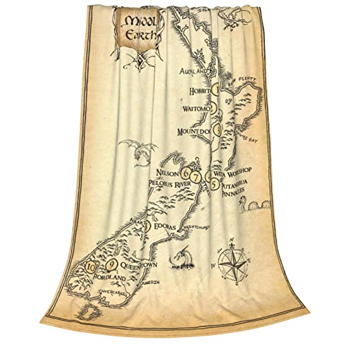 Blanket Middle Vintage Map Flannel Throw Blankets Super Soft Warm Lightweight Fuzzy Blanket for Couch Bed Travel All Season 60"x50"