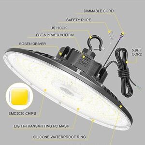 ADUB LED UFO High Bay Light 240W 200W 150W, UL Listed Dimmable LED High Bay Shop Lights 3000K 4000K 5000K, IP65 Commercial Low Bay Lights for Garage Warehouse Gym Area Lighting, AC100-277V