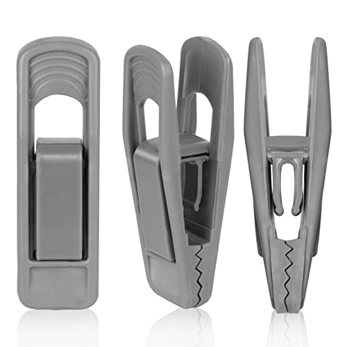 Tinfol 20pc Grey Plastic Hanger Clips - Strong Pinch Grip Clips for Use with Slim-line Clothes Velvet Hangers, Multi-Purpose Finger Clips for Home