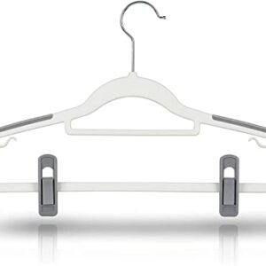 Tinfol 20pc Grey Plastic Hanger Clips - Strong Pinch Grip Clips for Use with Slim-line Clothes Velvet Hangers, Multi-Purpose Finger Clips for Home