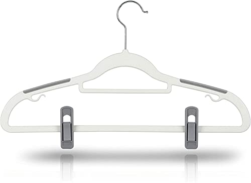 Tinfol 20pc Grey Plastic Hanger Clips - Strong Pinch Grip Clips for Use with Slim-line Clothes Velvet Hangers, Multi-Purpose Finger Clips for Home