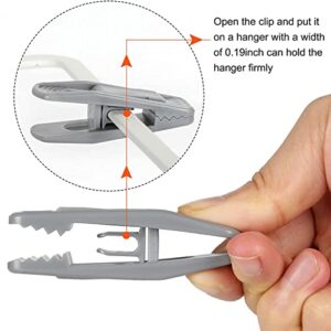 Tinfol 20pc Grey Plastic Hanger Clips - Strong Pinch Grip Clips for Use with Slim-line Clothes Velvet Hangers, Multi-Purpose Finger Clips for Home