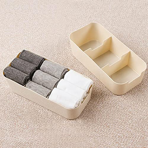 TUSCR Home Socks Underwear Storage Box,Clothes Storage Compartment Dormitory Wardrobe Desktop Organization Storage Box Largewhitethreecompartments