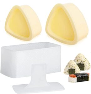 ncyoew onigiri mold, musubi maker press and 2 triangle rice molds, non stick musubi maker kit - make your own sushi at home (yellow)