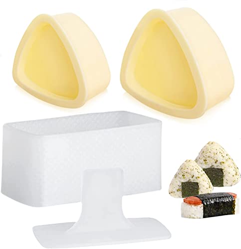 NCYOEW Onigiri Mold, Musubi Maker Press and 2 Triangle Rice Molds, Non Stick Musubi Maker Kit - Make Your Own Sushi at Home (Yellow)