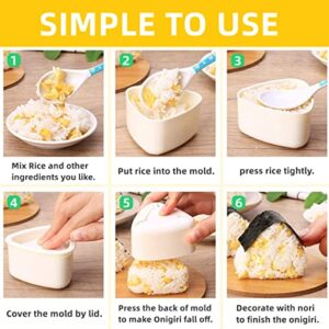 NCYOEW Onigiri Mold, Musubi Maker Press and 2 Triangle Rice Molds, Non Stick Musubi Maker Kit - Make Your Own Sushi at Home (Yellow)