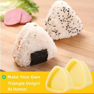 NCYOEW Onigiri Mold, Musubi Maker Press and 2 Triangle Rice Molds, Non Stick Musubi Maker Kit - Make Your Own Sushi at Home (Yellow)