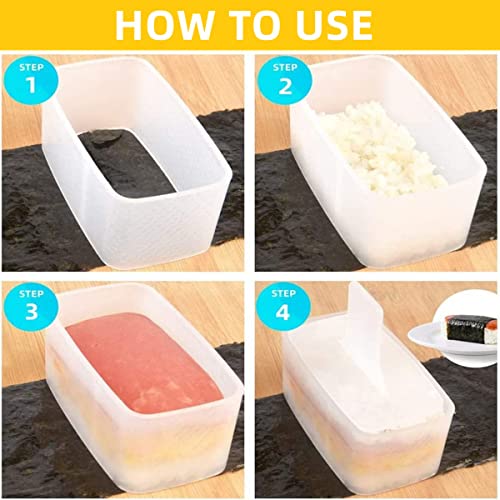 NCYOEW Onigiri Mold, Musubi Maker Press and 2 Triangle Rice Molds, Non Stick Musubi Maker Kit - Make Your Own Sushi at Home (Yellow)