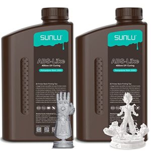 sunlu 2 kg*2 bottles abs-like 3d printer resin, 405nm uv curing photopolymer rapid 3d resin for 4k 8k lcd/dlp/sla 3d printers, non-brittle & high precision & low shrinkage, 2000g*2, grey& white