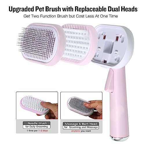 WOPQAEM Cat Brush, Self Cleaning Slicker Pets Grooming Tool for Shedding Long or Short Haired Indoor Cats, Removes Mats Tangles Loose Fur of Large Medium Small Dogs (Pink)