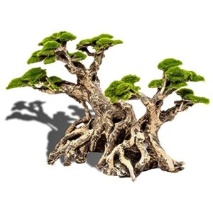 novelsite fish tank decor- bonsai trees with faux moss- aquarium rocks aquascaping- made of sandstone, 7 x11 inches