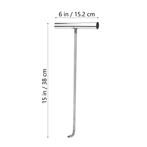 GANAZONO 2pcs Manhole Cover Hook Stainless Steel T Style Handle Long Pull Hook Llift Hooks Drain Grate Lifter Storm Drain Cover Hook for Garden Street Home Shutter Doors