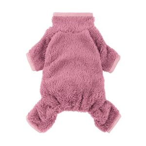 fitwarm dog fleece pajamas, dog winter clothes for small dogs girl, pet jumpsuit, cat apparel, pink, medium