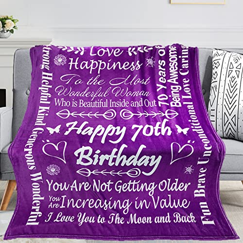 FTEFueie 70 Year Old Birthday Gifts for Women Blanket, 70th Birthday Gifts for Women, Gifts for 70-Year-Old Women, 70th Birthday Decorations for Women, Happy 1953 Birthday Throw Blanket 60” X 50”