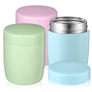 zopeal 3 pcs insulated food container jar thermal soup lunch box 8.8 oz insulated vacuum hot lunch container stainless steel wide mouth food jar for hot and cold food storage 3 colors
