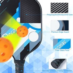 Decosis Pickleball Paddles Set of 2, USAPA Approved Pickleball Set, Lightweight Fiberglass Surface Pickleball Raquettes with 2 Indoors & 2 Outdoors Balls, Portable Carry Bag, Gifts for Men & Women