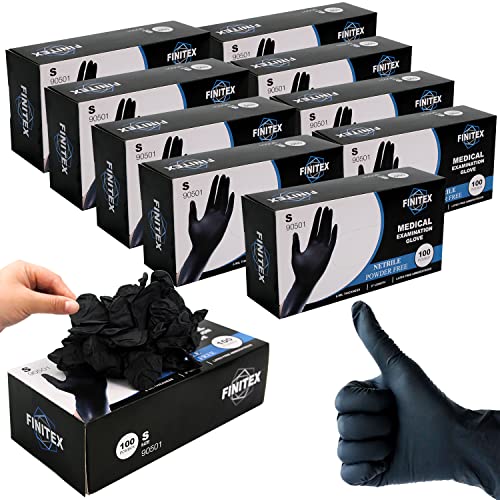 FINITEX Black Nitrile Disposable Medical Exam Gloves - Case of 1000 PCS 6mil Glove Powder-Free Latex-Free Gloves (X-Large)