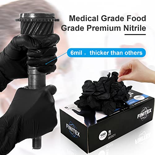 FINITEX Black Nitrile Disposable Medical Exam Gloves - Case of 1000 PCS 6mil Glove Powder-Free Latex-Free Gloves (X-Large)