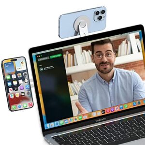 magkota laptop phone holder with magnetic, continuity camera mount for imac, desktop computer and laptop, perfect compatible with iphone 14/13/12 series, excellent dual-screen experience