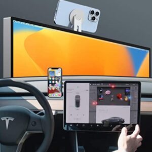 MAGKOTA Laptop Phone Holder with Magnetic, Continuity Camera Mount for iMac, Desktop Computer and Laptop, Perfect Compatible with iPhone 14/13/12 Series, Excellent Dual-Screen Experience