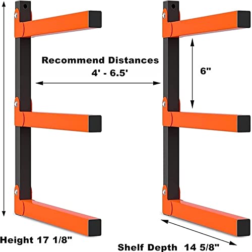 WALMANN Lumber Storage Rack for Garage, Wall Mount Heavy Duty Lumber Rack, Overhead Wood Storage Rack for Woodworking Shop(2 Pairs)