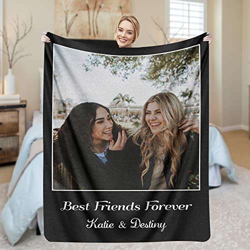 Purefly Best Friend Birthday Gifts, Customize Graduation Gifts for Best Friends Funny Idea, Customize Friendship Gifts Fleece Blanket Bestie for Friend Female Bestie BFF Sister