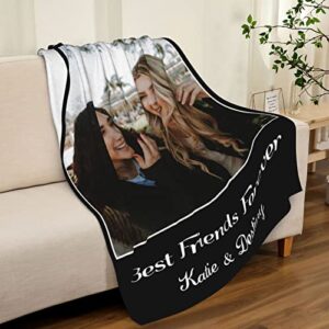 Purefly Best Friend Birthday Gifts, Customize Graduation Gifts for Best Friends Funny Idea, Customize Friendship Gifts Fleece Blanket Bestie for Friend Female Bestie BFF Sister