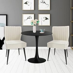 31.5 inch Round Dining Table, Mid Century Modern Small Tulip Table with Metal Pedestal Base for Living Room Kitchen Dining Room (Black)