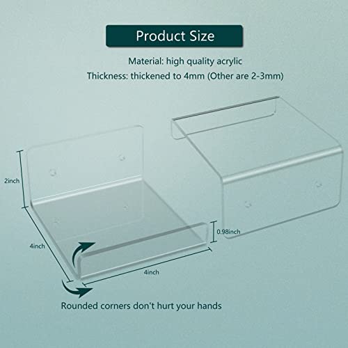 Floating Acrylic Shelves, Acrylic Wall Shelf, 4X4 Inch Clear Shelves for Wall, Small Plant Shelves, Picture and Toy Clear Display Stand (No Drill Shelf, Clear, 4 Pack)