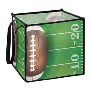 keepreal american football cube storage bin with handles, large collapsible organizer storage basket for home decorative(1pack,10.6 x 10.6 x 10.6 in)