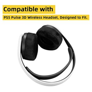 Rummyluck PS5 Ear Cushions Earpads for PS5 Pulse 3D Wireless Headset, Black Velvet & Memory Foam Replacement Ear Pads Cups Ear Muffs Spare Covers