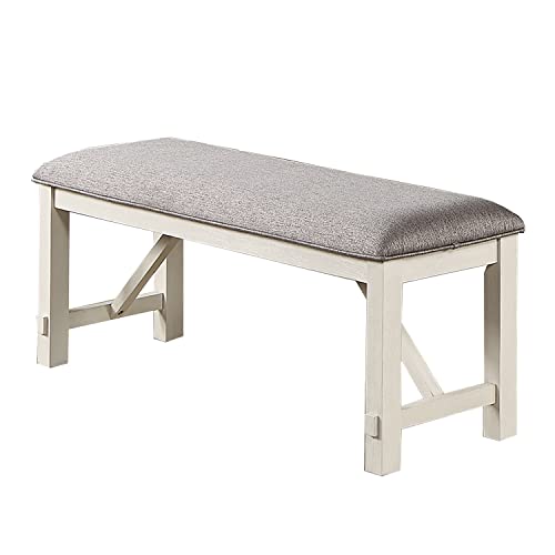 simple relax Upholstered Cushion Dining Bench, Grey/White