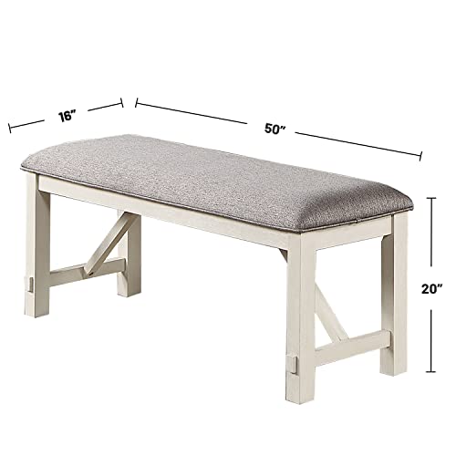 simple relax Upholstered Cushion Dining Bench, Grey/White