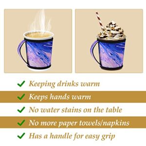 TIESOME Reusable Iced Coffee Insulator Sleeve with Handle, Cold And Hot Drink Neoprene Cup Sleeve Coffee Cup Holder Beverages Sleeve for Soda Latte Tea Other Coffee Cups(Marble)