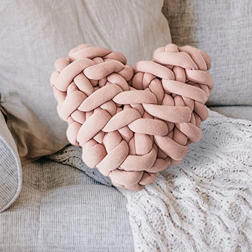 ZANYB Blush Pink Knot Throw Pillow Handmade Love Heart Knotted Pillow Waist Lumbar Cushion Nordic Knot Decor