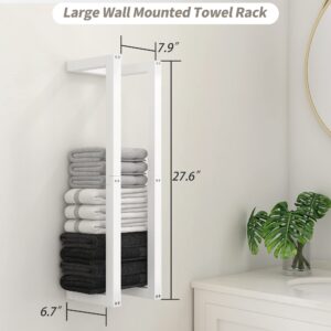 SUMGAR Wooden Towel Racks for Bathroom Wall Mounted, 27.6'' White Towel Holder for Organizing Washcloths Hand or Large Bath Towels in Bathroom, RV, Camper