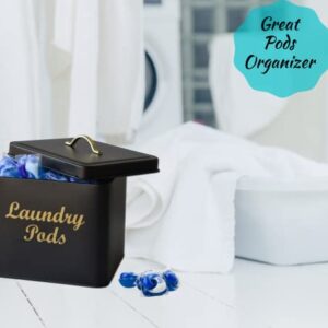 Laundry Pods Container with Lid - Farmhouse Laundry Pod Holder for Laundry Room, Black Laundry Pods Storage Container for Laundry Room Décor and Organization