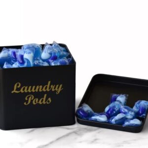 Laundry Pods Container with Lid - Farmhouse Laundry Pod Holder for Laundry Room, Black Laundry Pods Storage Container for Laundry Room Décor and Organization